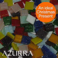 Azurra Craft Mix 1cm Box 1 - 8,410 individual 10mm x 10mm vitreous glass mosaics tiles in 10 colours. Paper bonded so ideal for artists and great value at only �34.08 ex VAT.