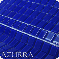 Azurra Clear4 Darkest Blue 2cm x 2cm crystal clear glass mosaics. Only £74.75 ex VAT per 1.07 sq m (or £8.93 ex VAT per 225 tile sheet)