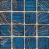 Azurra Darker Blue with Gold Streaks / Gold Flecks 2cm x 2cm vitreous glass mosaics. Only £74.75 ex VAT per 1.07 sq m (or £8.;93 ex VAT per 225 tile sheet)