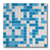 Azurra Original Seascape Mix (blues and white) 2cm x 2cm vitreous glass mosaics. Only £20.99 ex VAT per 1.07 sq m (or £3.15 ex VAT per 225 tile sheet)