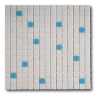 Azurra Original Snow Blue Mix (whites and blue) 2cm x 2cm vitreous glass mosaics. Only £20.99 ex VAT per 1.07 sq m (or £3.15 ex VAT per 225 tile sheet)