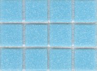 Azurra Original Light Blue 2cm x 2cm vitreous glass mosaics. Only £19.85 ex VAT per 1.07 sq m (or £2.98 ex VAT per 225 tile sheet)